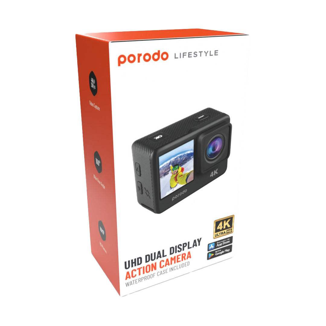 Porodo Lifestyle UHD Dual Display Action Camera - PD-4KACAM-BK