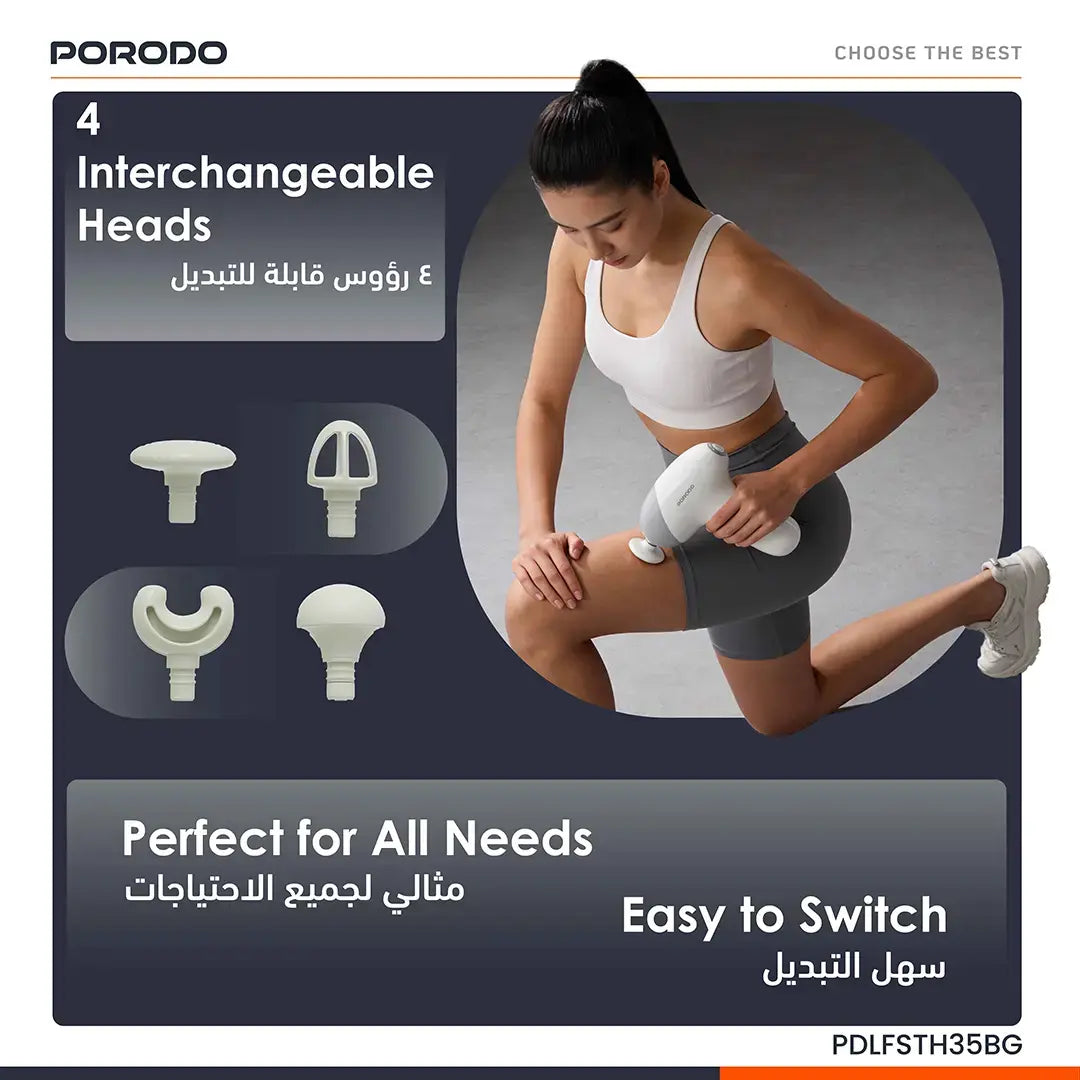 Porodo Lifestyle Cordless Mini Massage Gun - PDLFSTH35BG