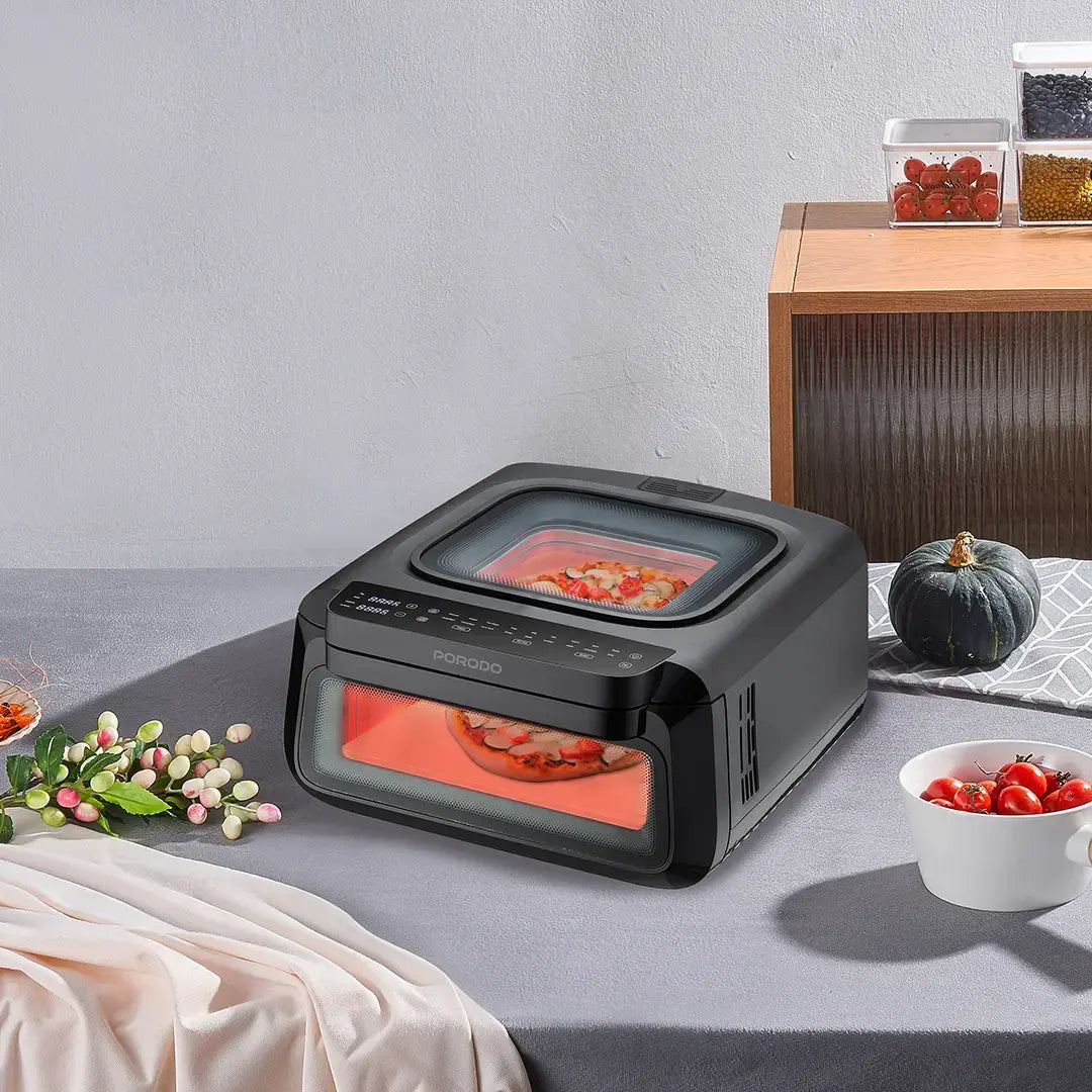Porodo Lifestyle Crisp Cook 3-In-1 Air Fryer, Pizza, Oven - PDLFSTLF30BK