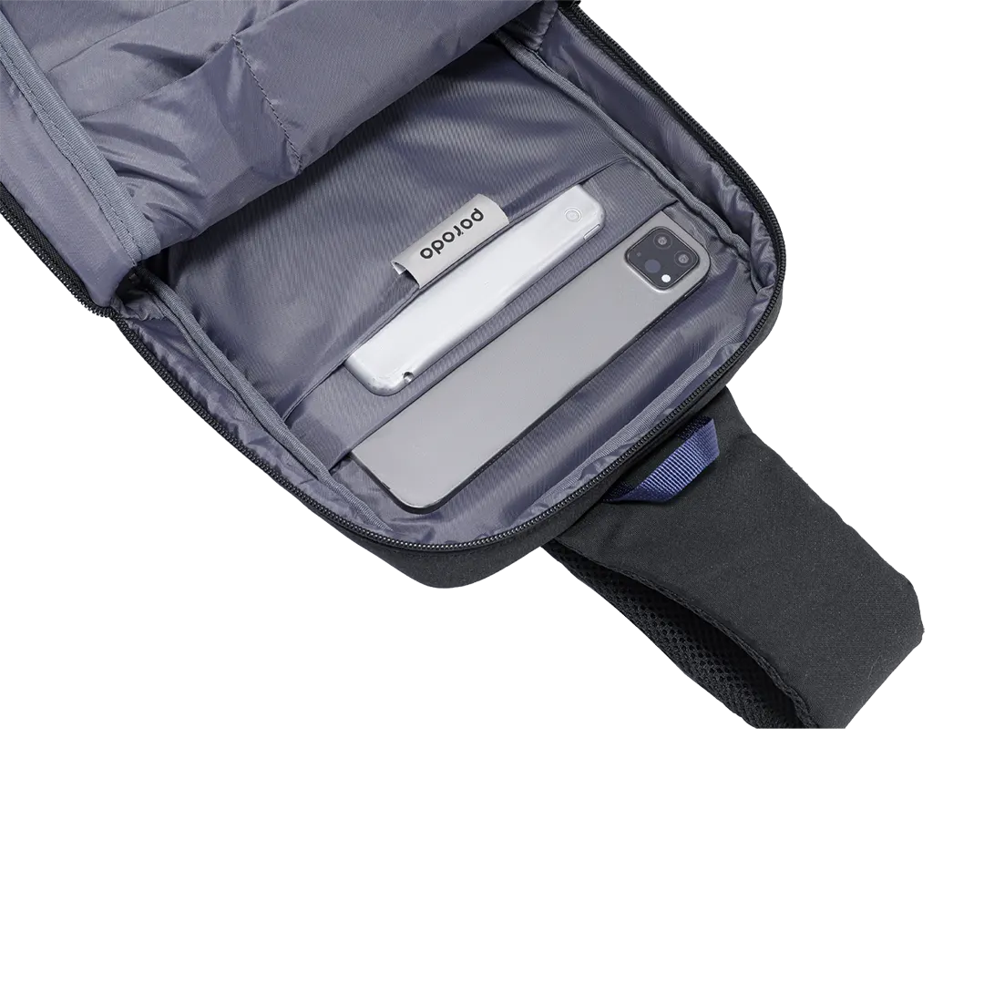 Porodo Lifestyle Cross Body Sling Bag With Fingerprint Lock - PD-LSSBFPL-BKBU