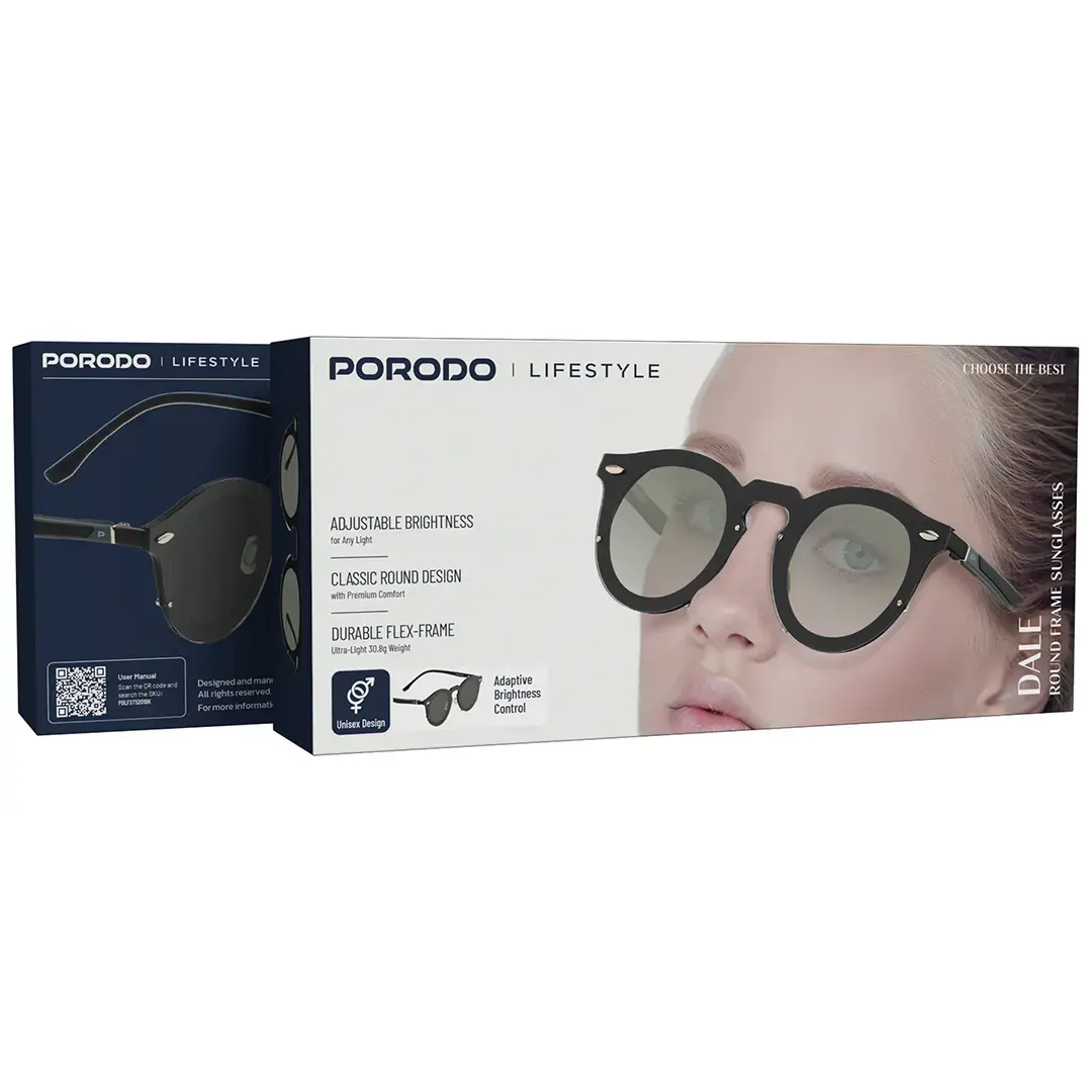 Porodo Lifestyle Dale Round Frame Sunglasses - PDLFST5201BK
