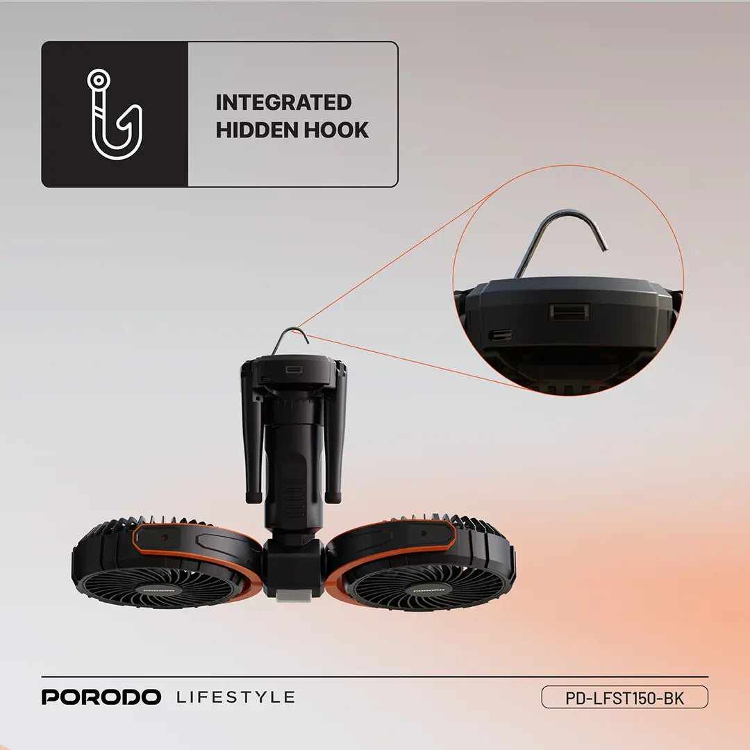 Porodo Lifestyle Dual-Head Oscillating Fan - PD-LFST150-BK