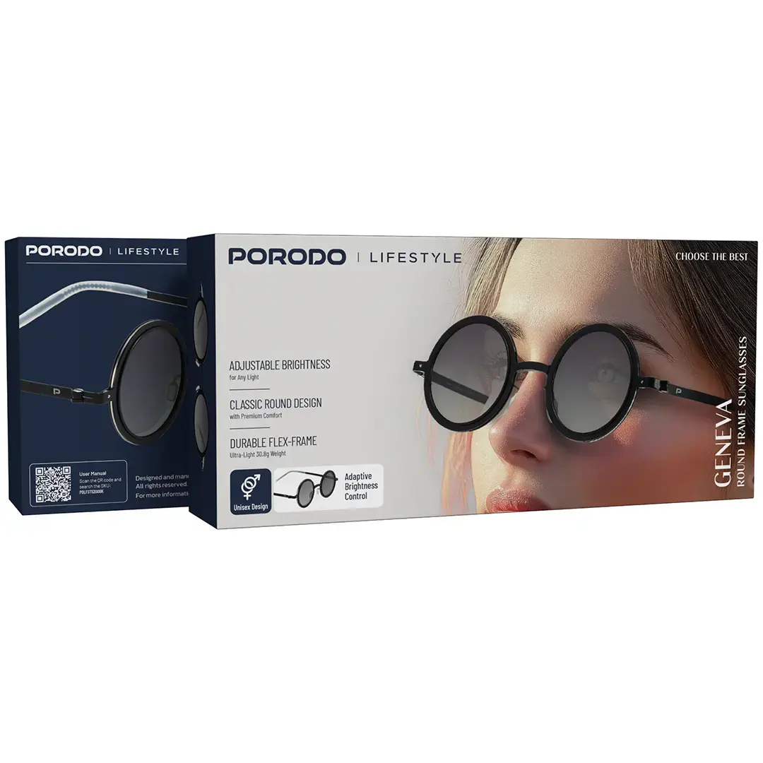 Porodo Lifestyle Geneva Round Frame Sunglasses - PDLFST5200BK