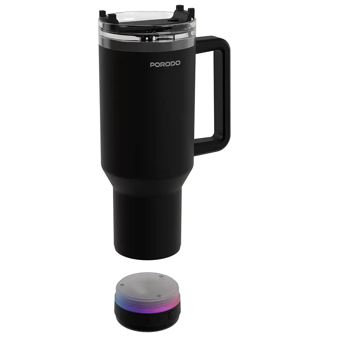 Porodo Lifestyle HydroTunes Bluetooth Speaker Tumbler With High-Quality Sound - PDLFSTBTBK