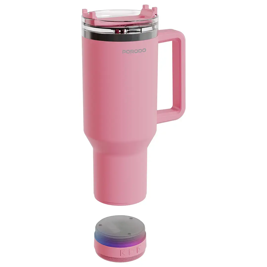 Porodo Lifestyle HydroTunes Bluetooth Speaker Tumbler With High-Quality Sound - PDLFSTBTBK