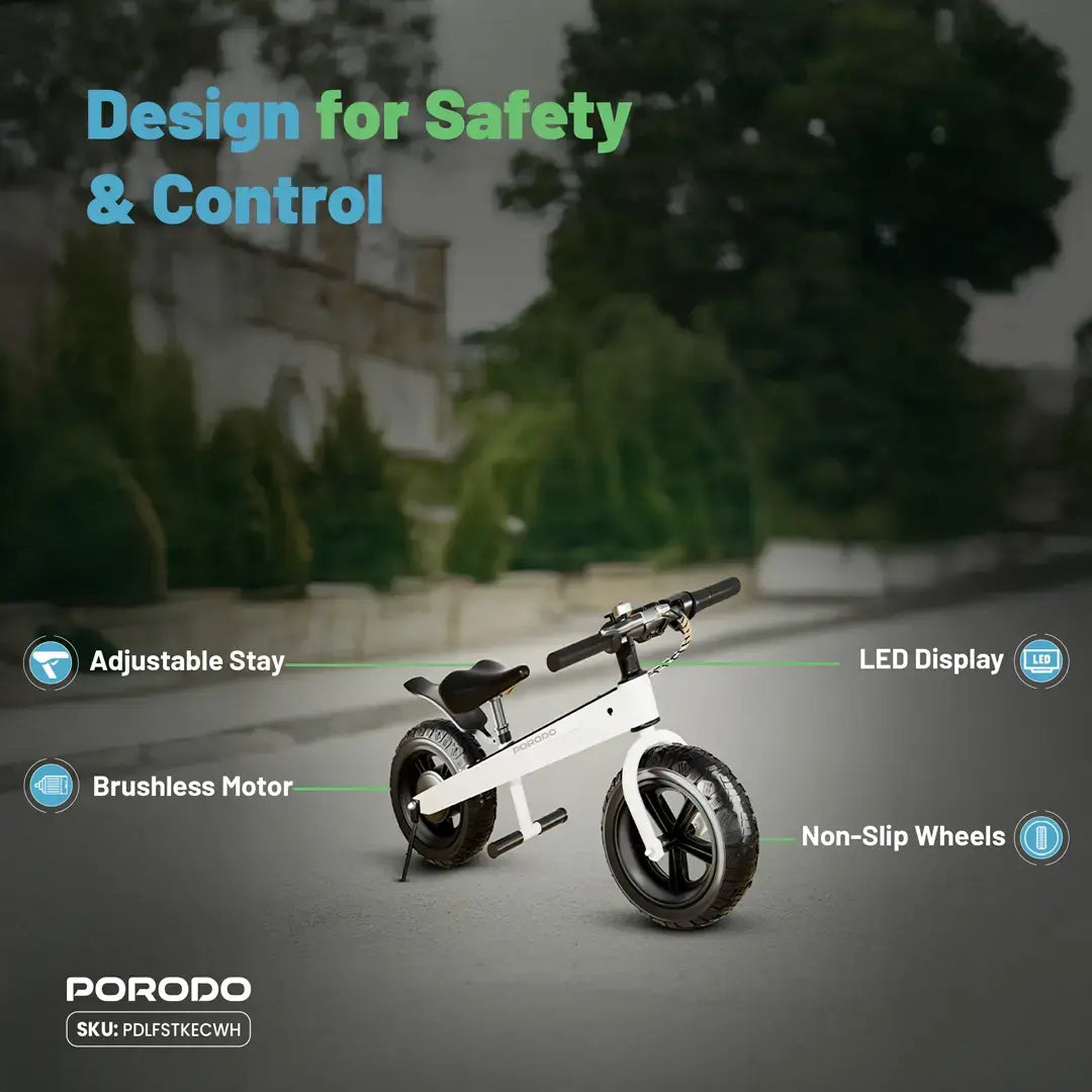 Porodo Lifestyle JoyCruiser Kids Electric Bike - PDLFSTKECWH