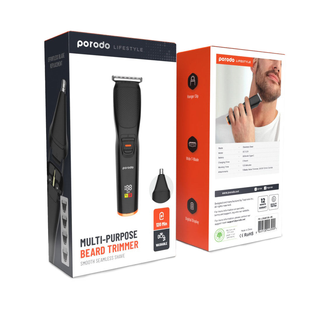 Porodo Lifestyle Multi-Purpose Beard Trimmer And Smooth Seamless Shav - PD-LSR6N1GK-BK