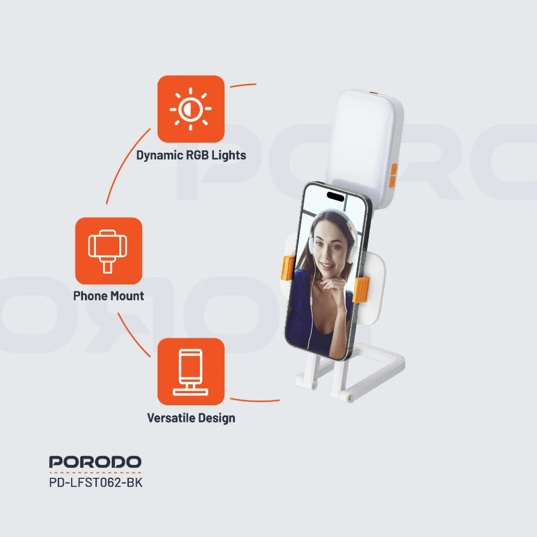 Porodo Lifestyle Phone Stand Fill Light - PD-LFST062-WH