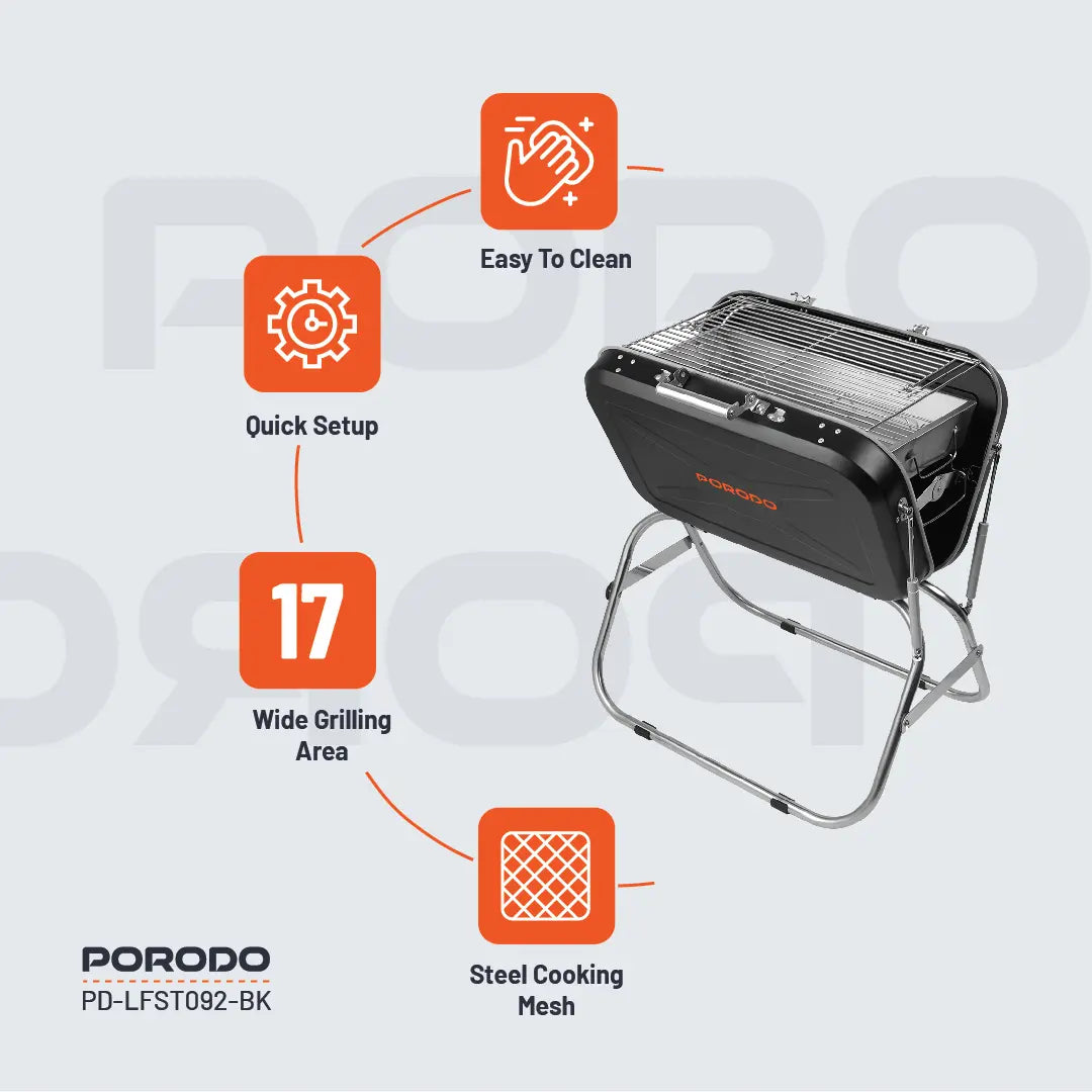 Porodo Lifestyle Portable Folding BBQ Grill - PD-LFST092-BK