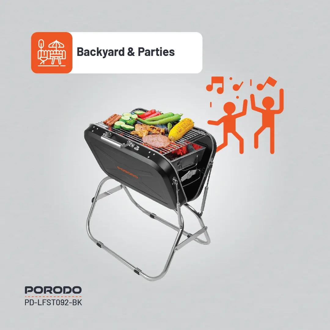 Porodo Lifestyle Portable Folding BBQ Grill - PD-LFST092-BK