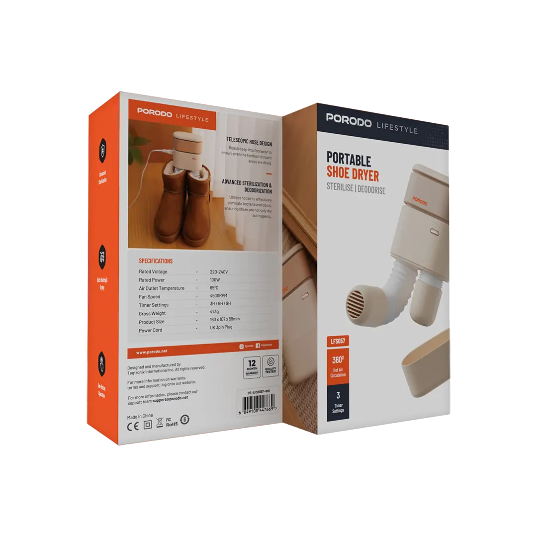 Porodo Lifestyle Portable Shoe Dryer - PD-LFST057-WH