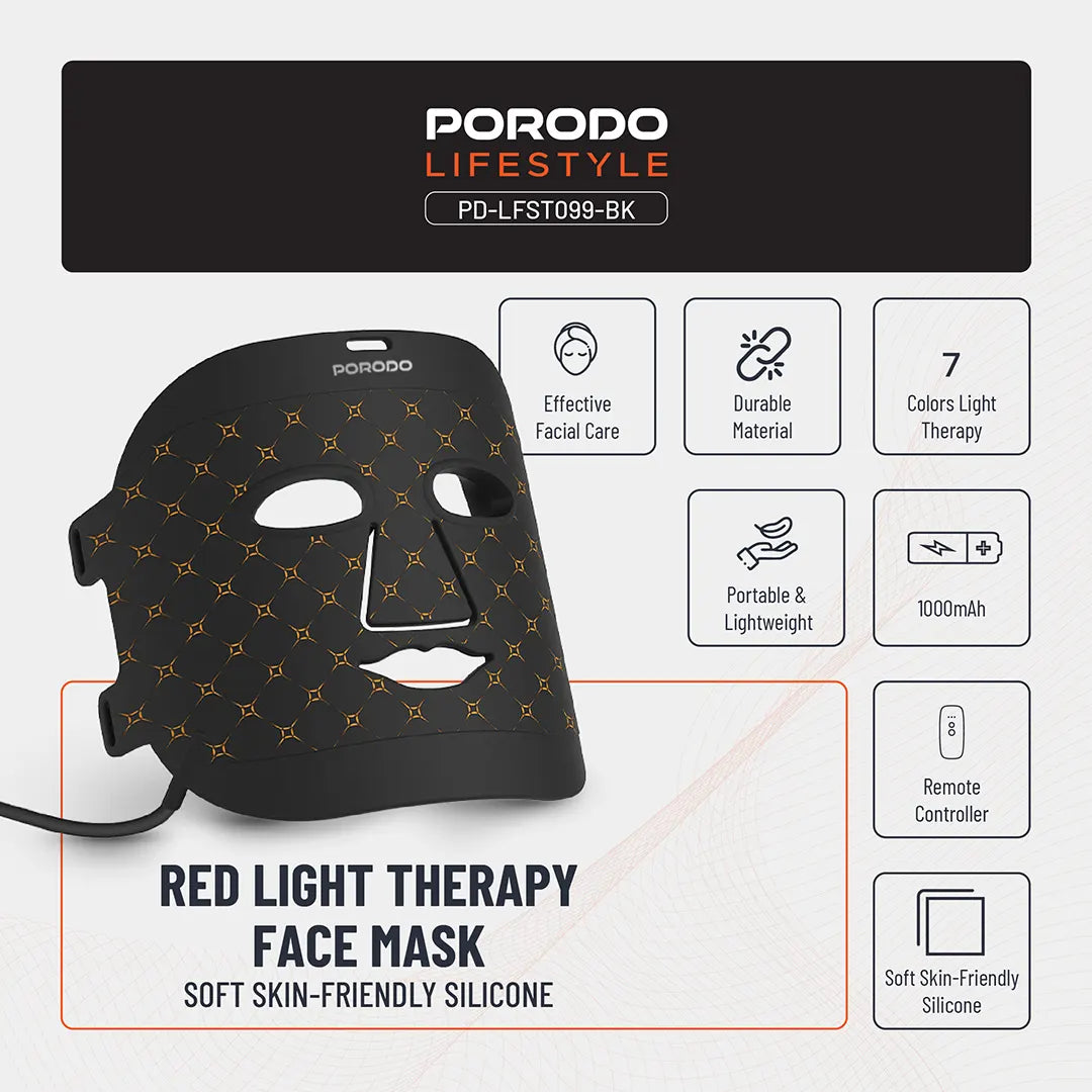 Porodo Lifestyle Red Light Therapy Face Mask - PD-LFST099-BK
