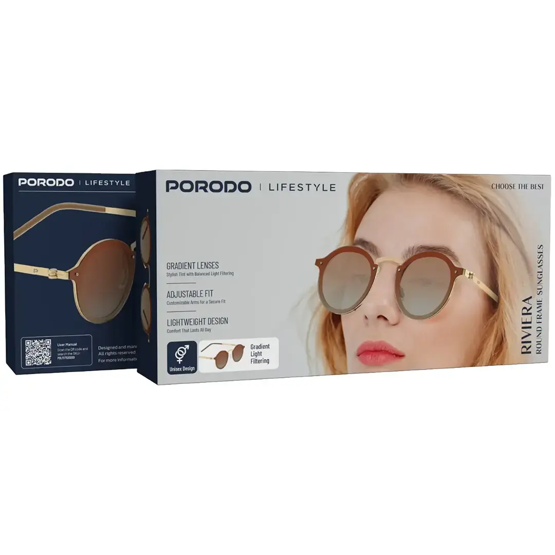 Porodo Lifestyle Riviera Round Frame Sunglasses - PDLFST5202GD