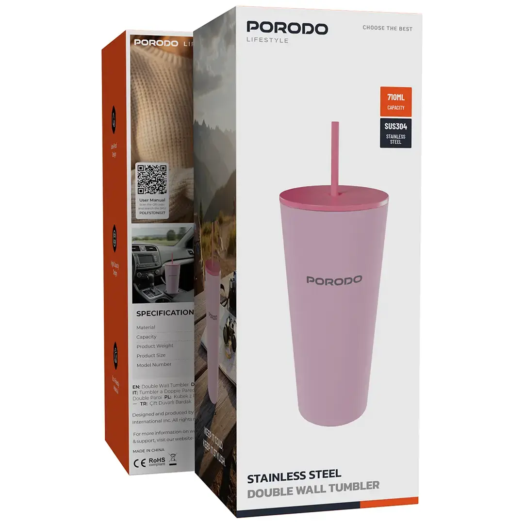 Porodo Lifestyle Stainless Steel Double Wall Tumbler - PDLFSTDN027WH