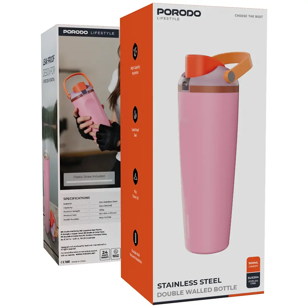 Porodo Lifestyle Stainless Steel Double Walled Bottle - PDLFST1796BK