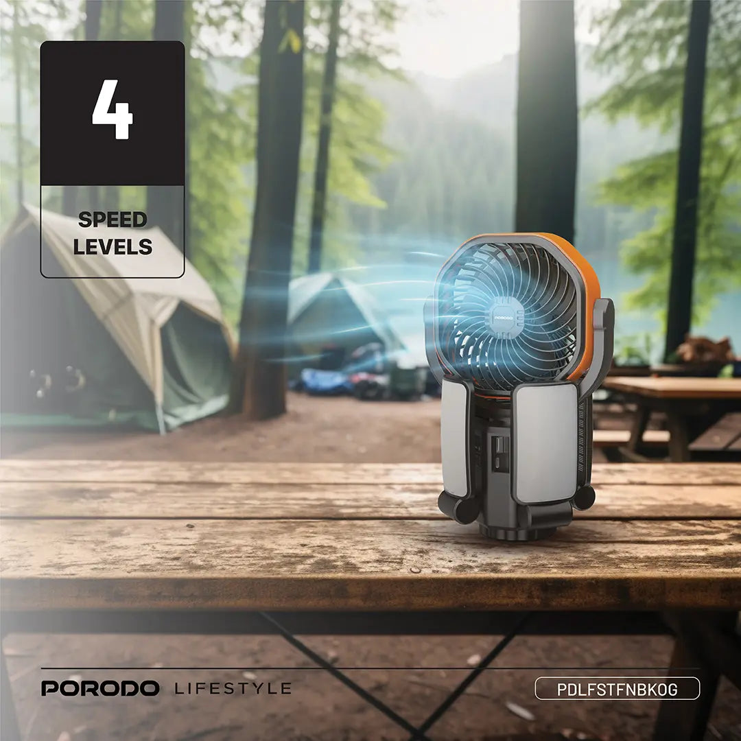Porodo Lifestyle Suncharge Outdoor Solar Fan - PDLFSTFNBKOG