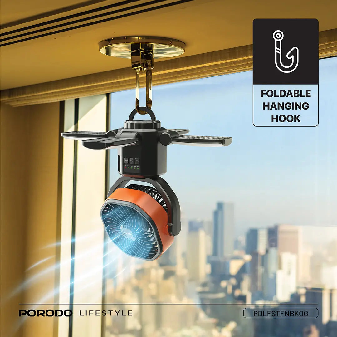 Porodo Lifestyle Suncharge Outdoor Solar Fan - PDLFSTFNBKOG