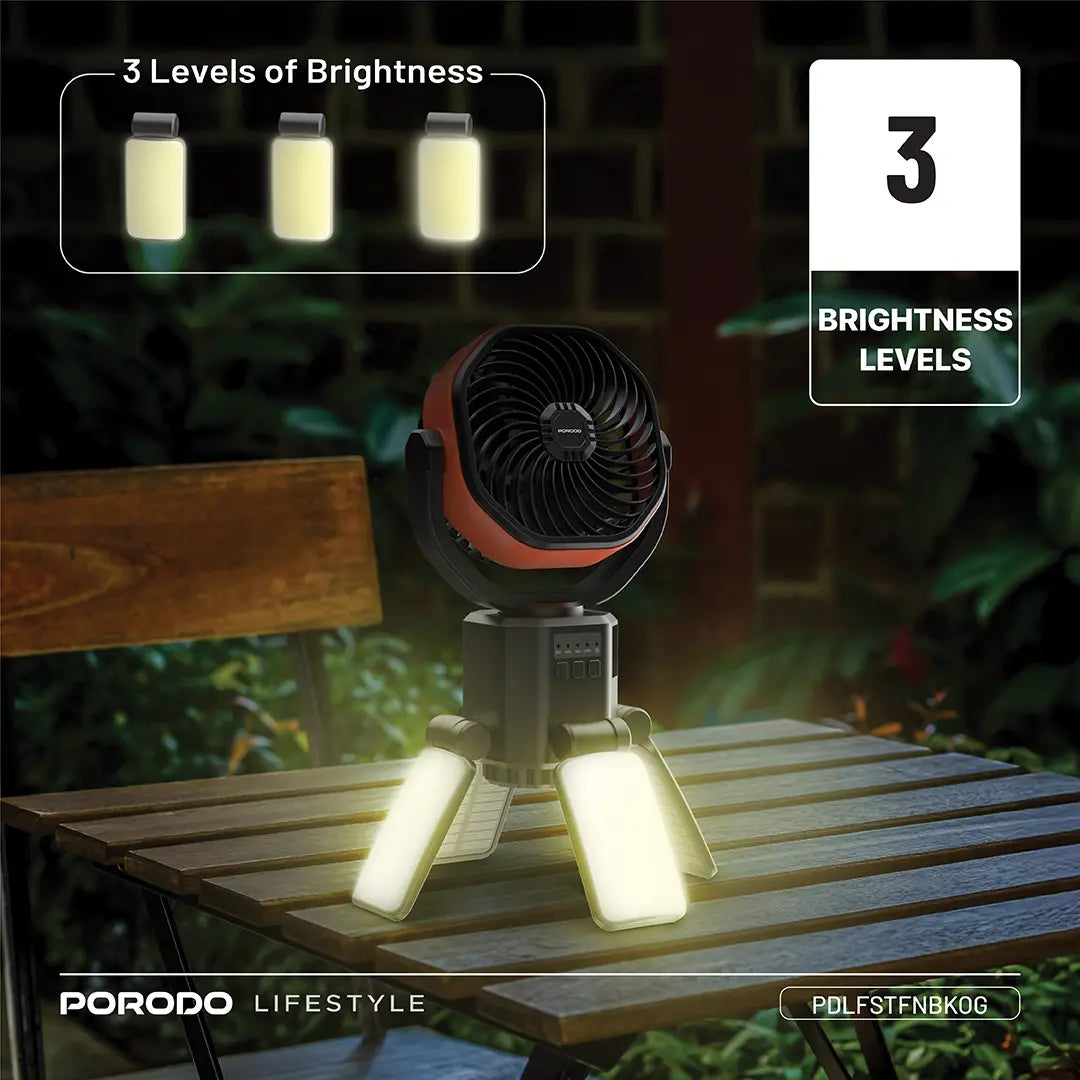 Porodo Lifestyle Suncharge Outdoor Solar Fan - PDLFSTFNBKOG