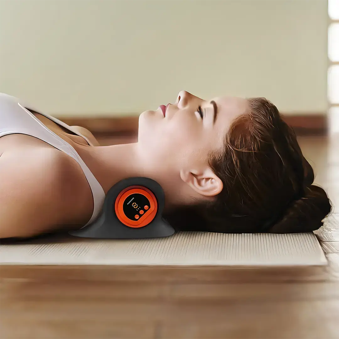 Porodo Lifestyle Tri-Mode Heated Cervical Pillow Massager Wave, Heat & Vibration - PDLFSTBZ02BK