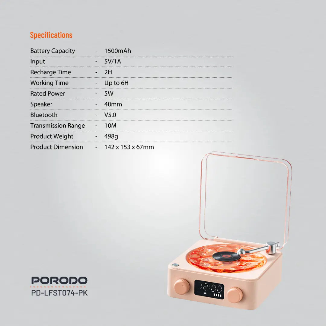 Porodo Lifestyle White Noise Portable Speaker - PD-LFST074-PK