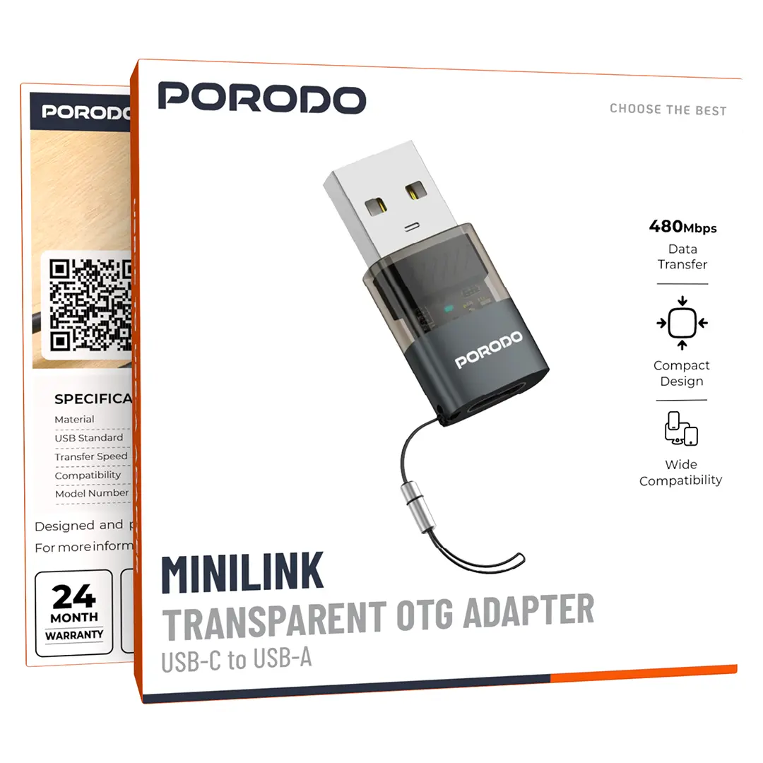 Porodo MINILINK OTG adapter transparent shell