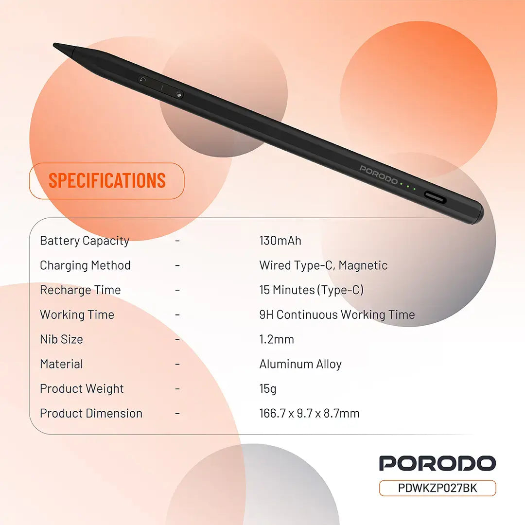 Porodo Magnetic Pen for iPad - PD-WKZP027-WH