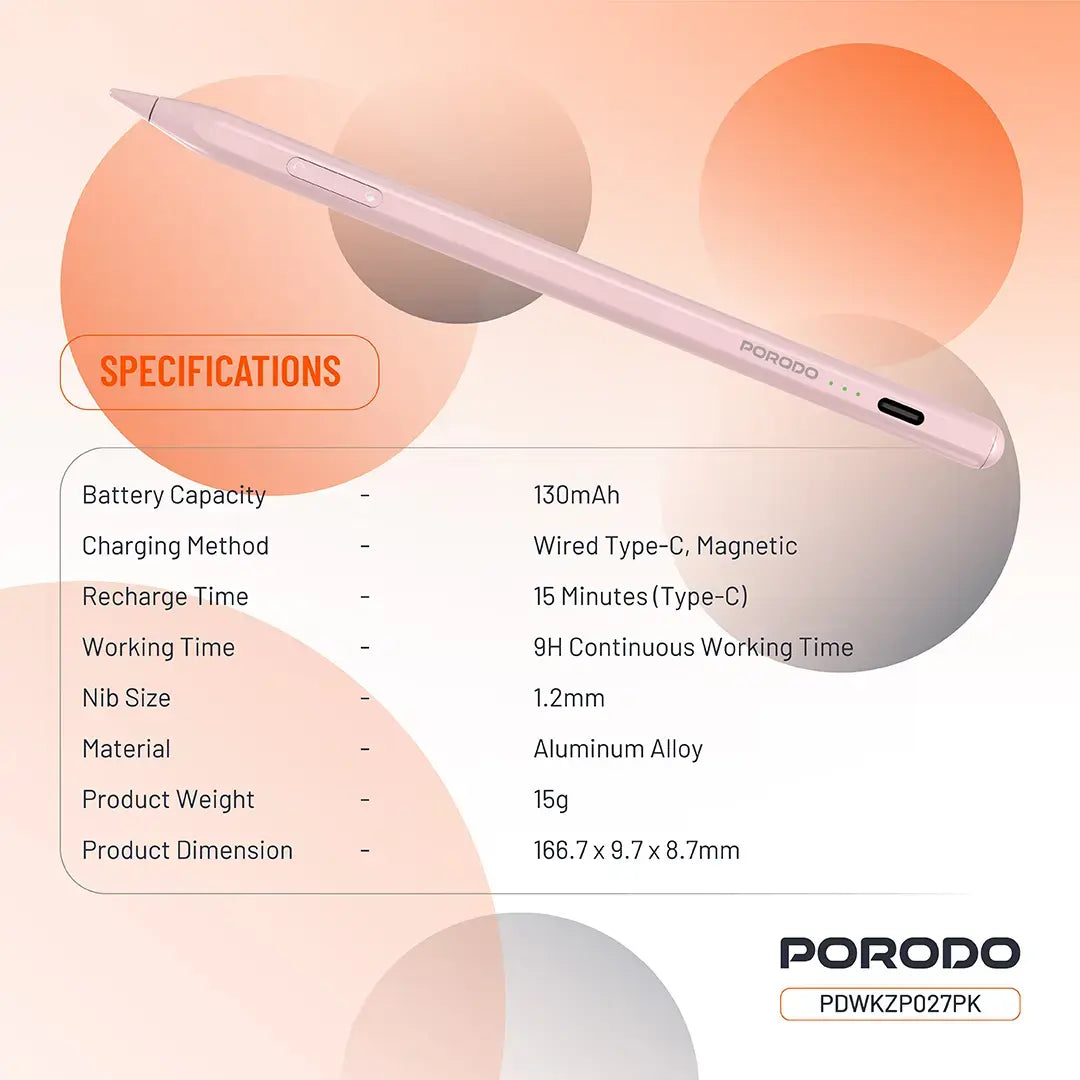 Porodo Magnetic Pen for iPad - PD-WKZP027-WH