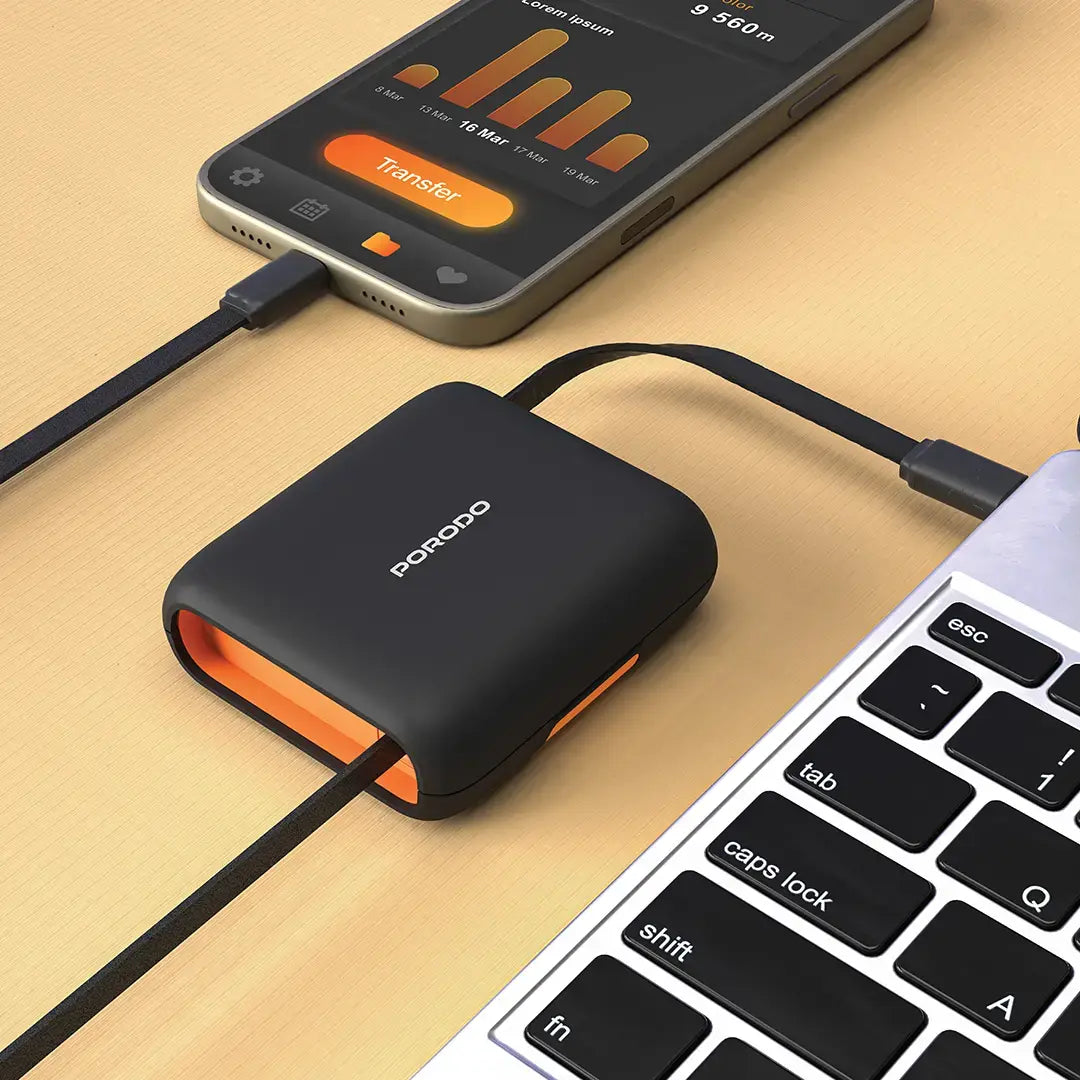 Porodo Multi-Functional Travel Data Cable Set - PDS0013OG