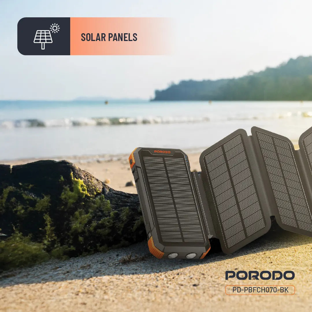 Porodo Power Bank PB070 20000mAh 4-Panel Solar - PDPBFCH070BK