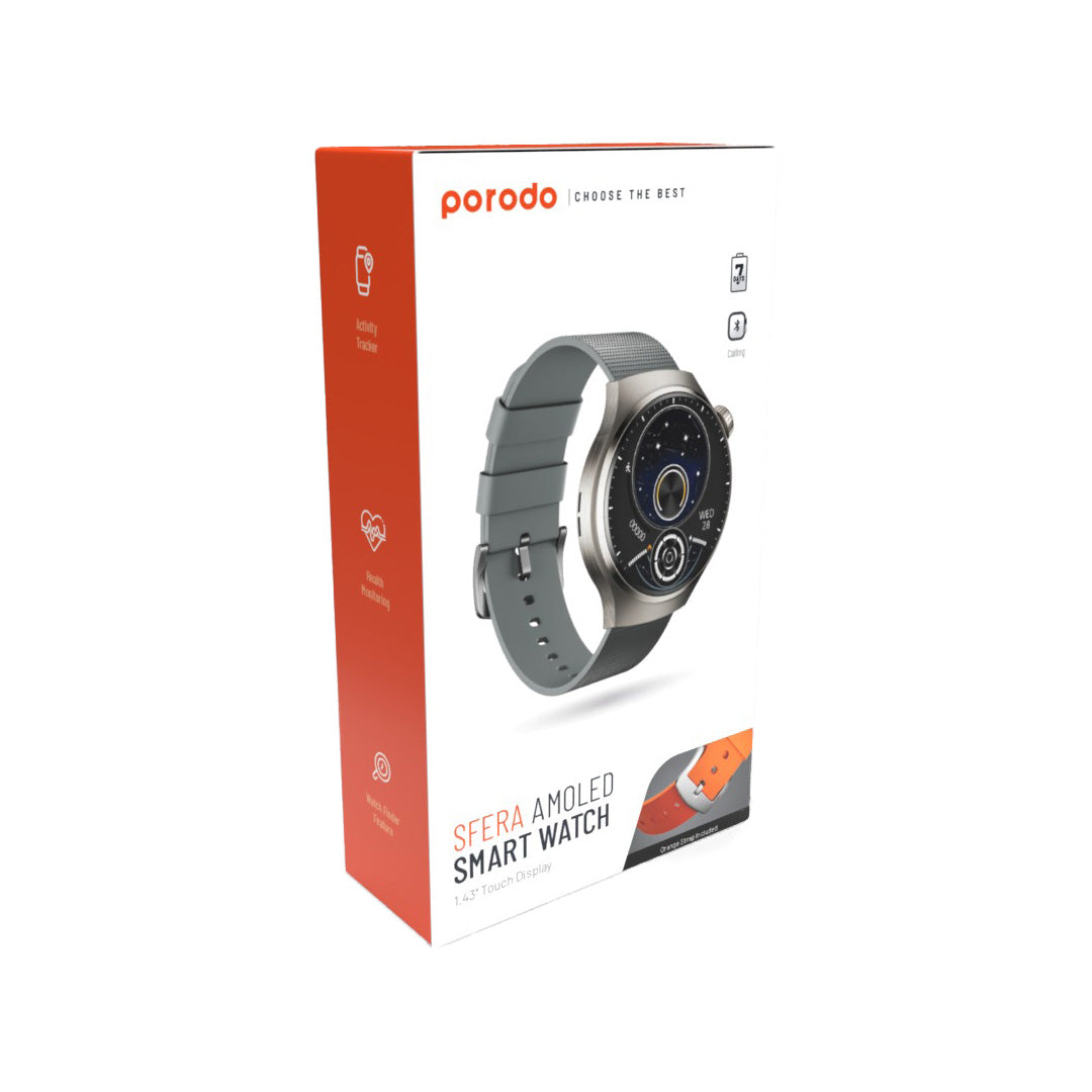 Porodo Sfera Amoled Smart Watch - PD-SFERA-BK