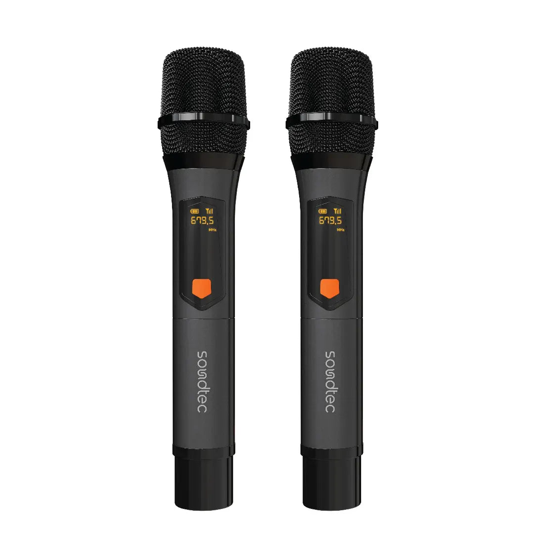 Porodo Soundtec Duo Mic Aluminum Rechargeable Wireless Microphone - PD-STWLEP050-BK