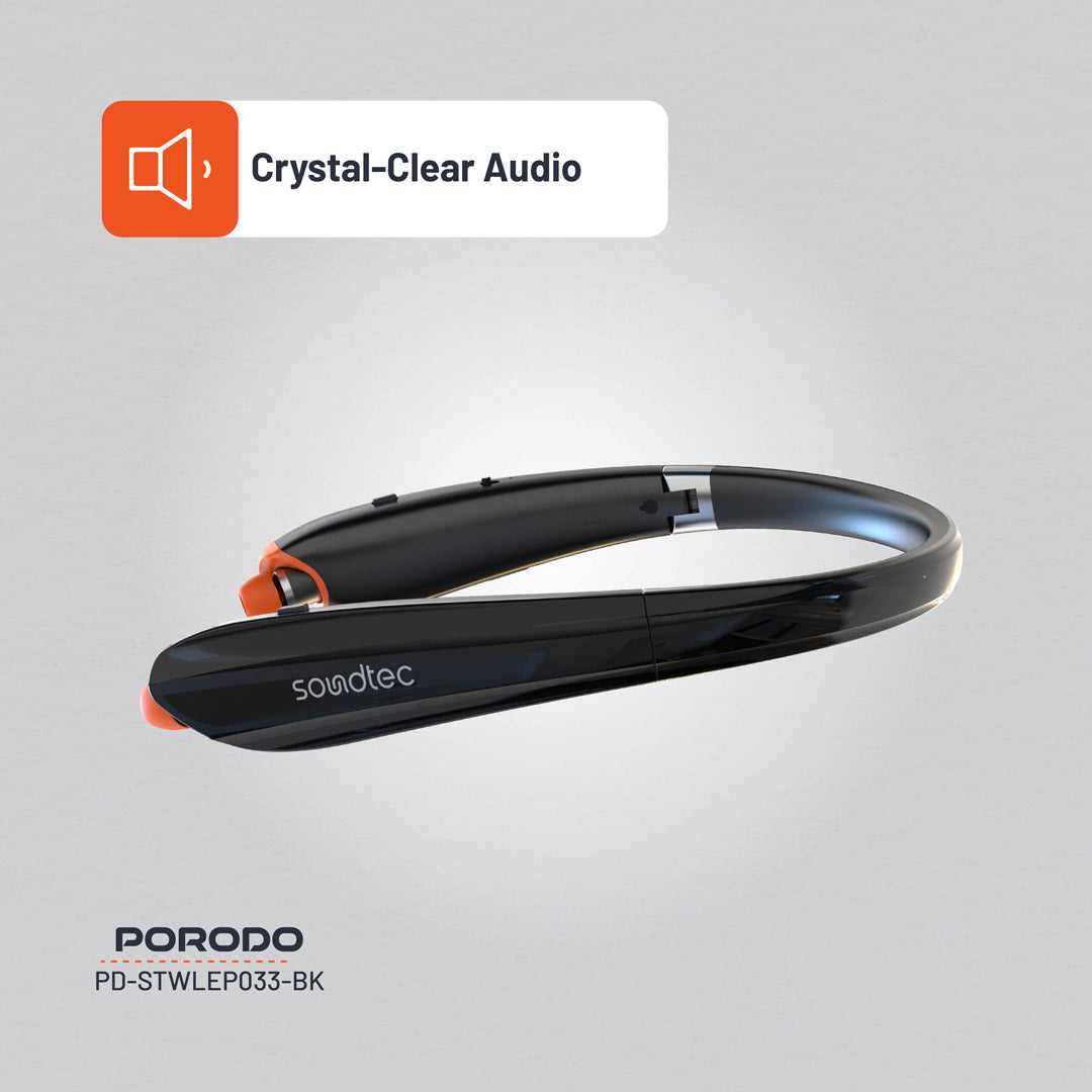 Porodo Soundtec Bluetooth Neck Band with Extendable Earbuds - PD-STWLEP033-BK