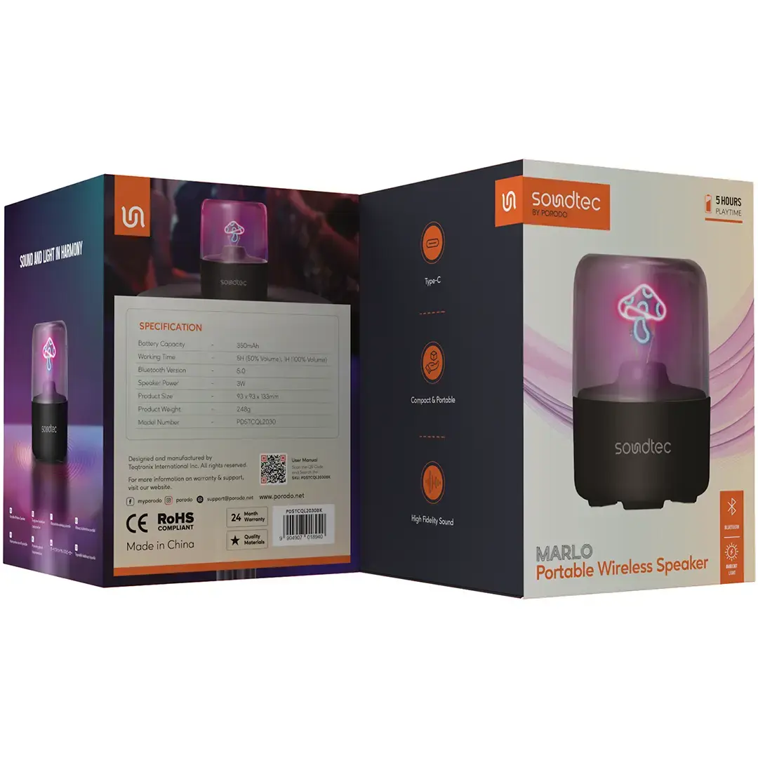 Porodo Soundtec Marlo Portable Wireless Speaker - PDSTCQL2030BK