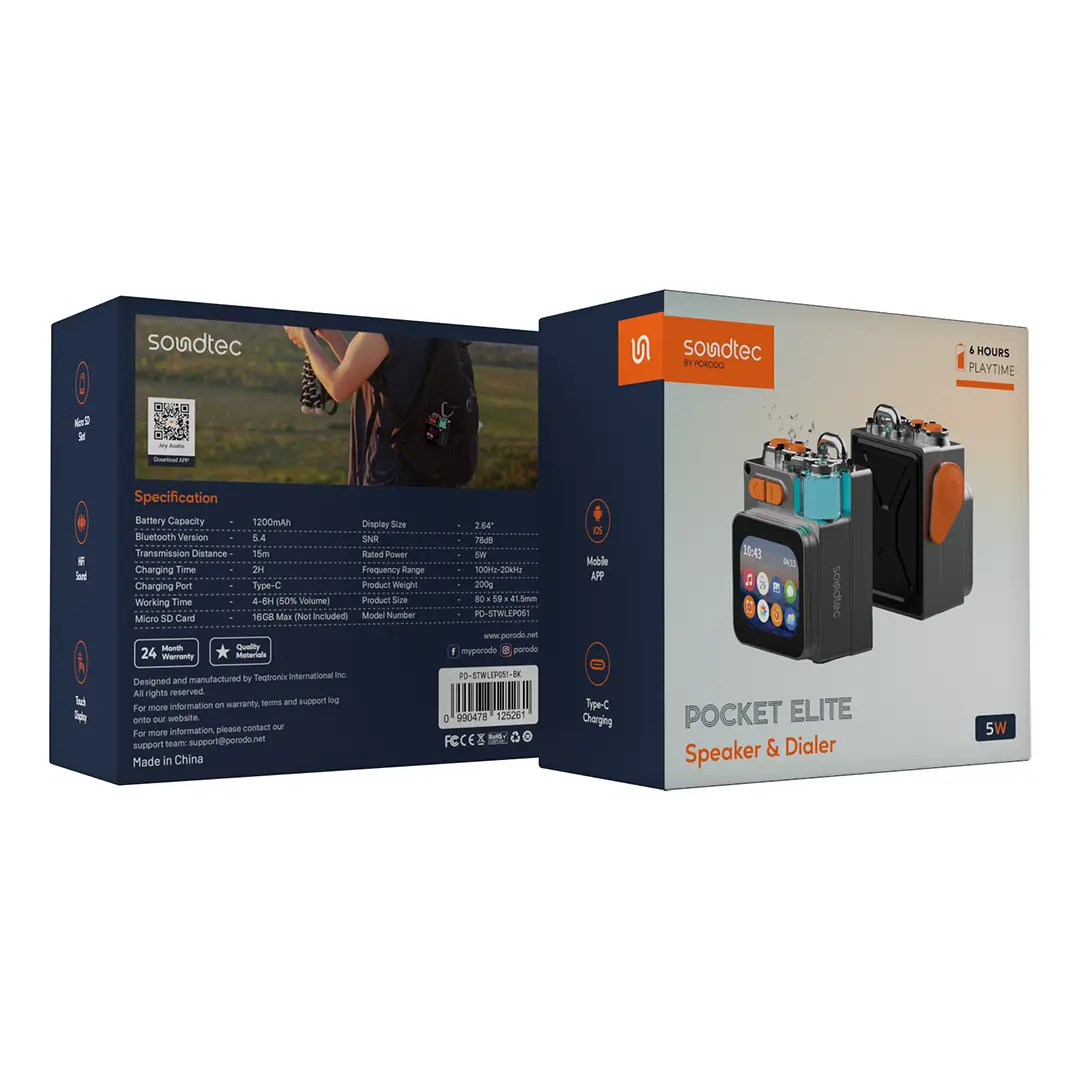 Porodo Soundtec Pocket Elite Speaker & Dialer - PDSTWLEP051BK
