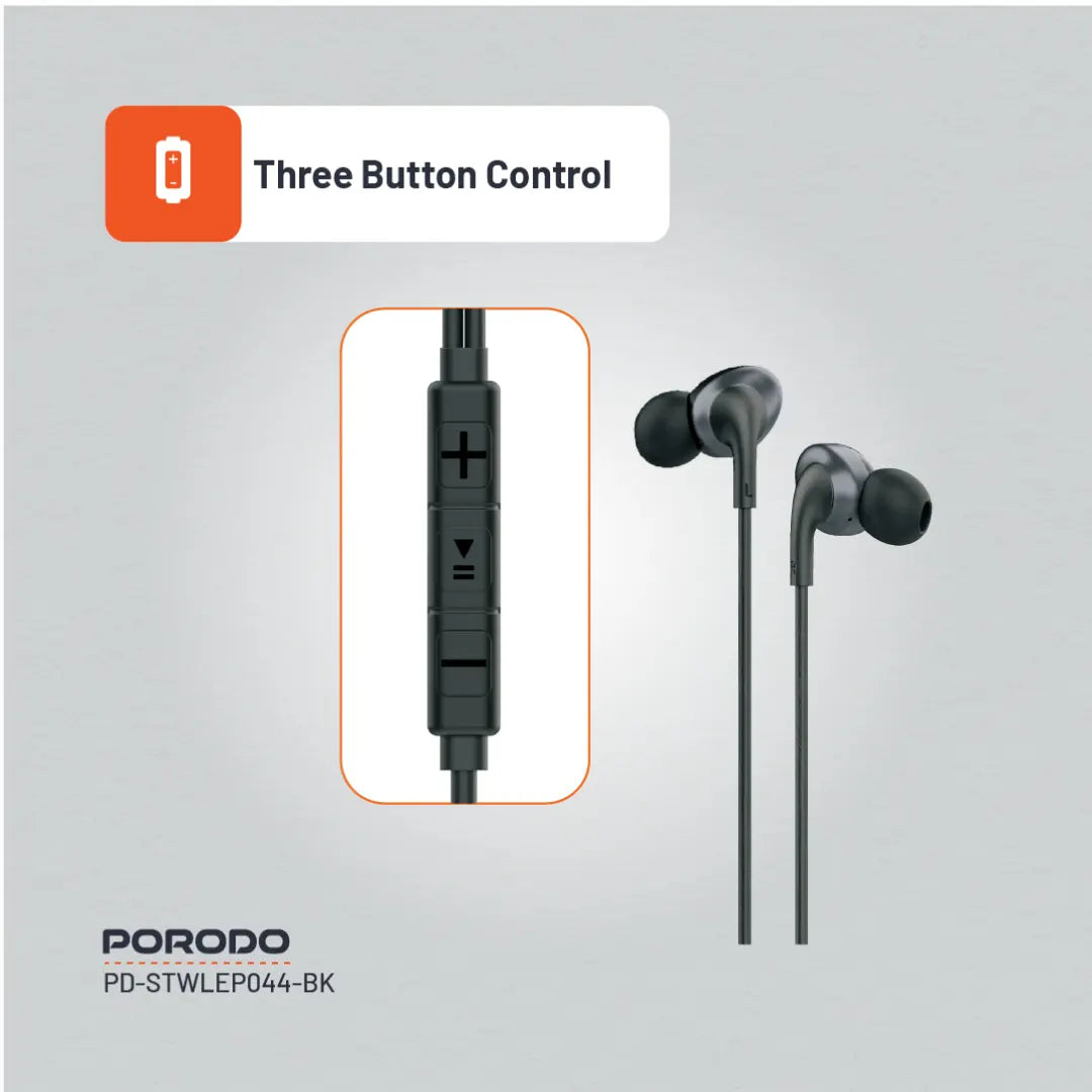 Porodo Soundtec Stereo Earphones - PD-STWLEP044-BK