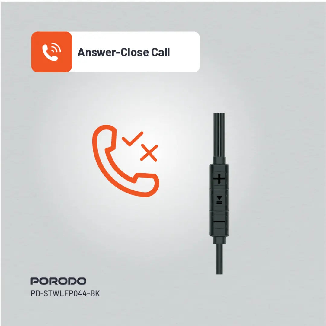Porodo Soundtec Stereo Earphones - PD-STWLEP044-BK