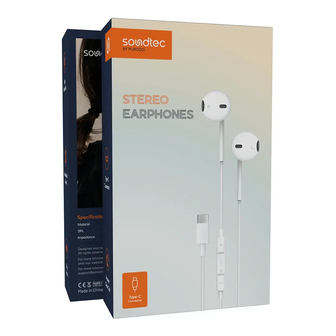 Porodo Soundtec Type-C Stereo Earphone - PD-STCEP-BK