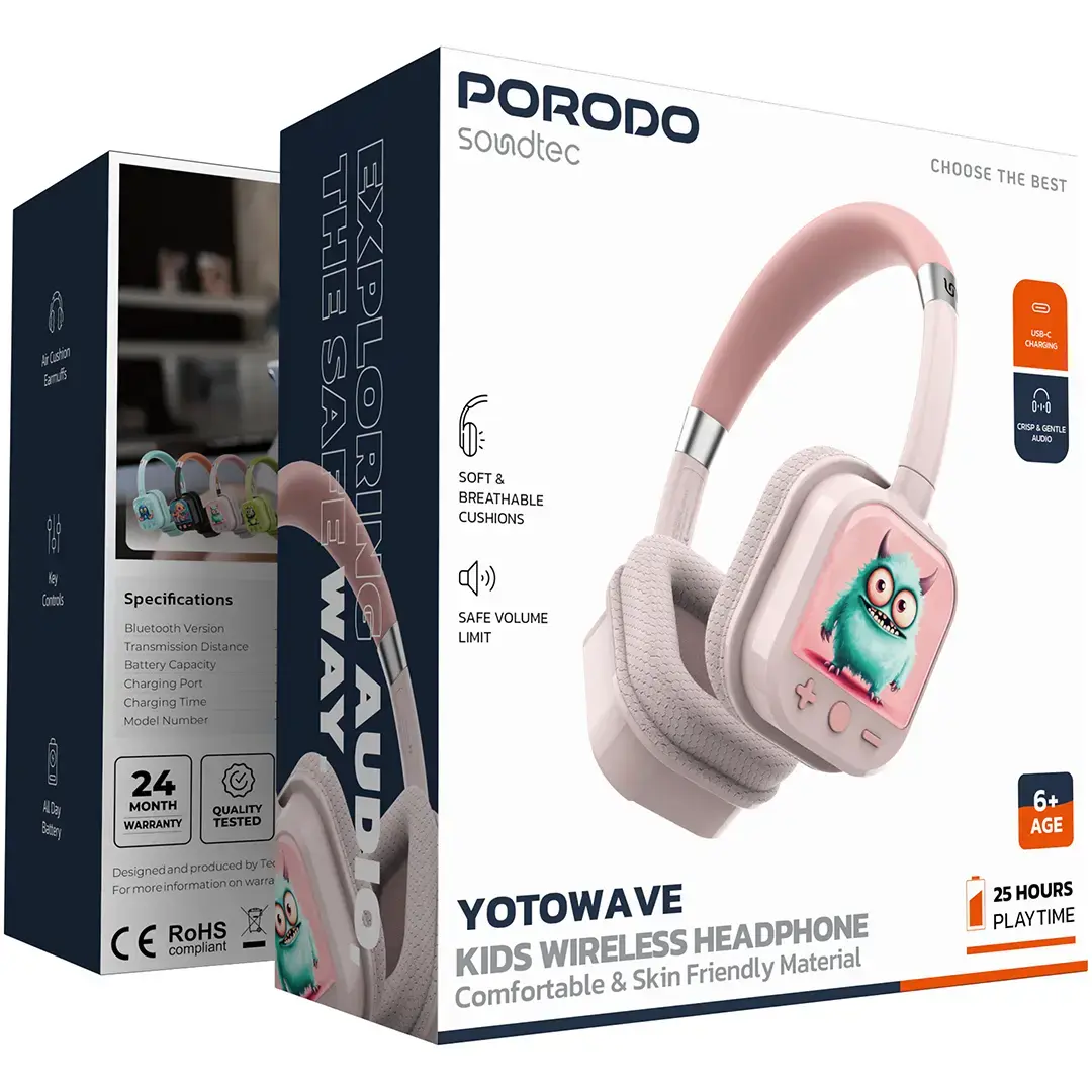 Porodo Soundtec Yotowave Kids Wireless Headphone - PDSTC303ORBK