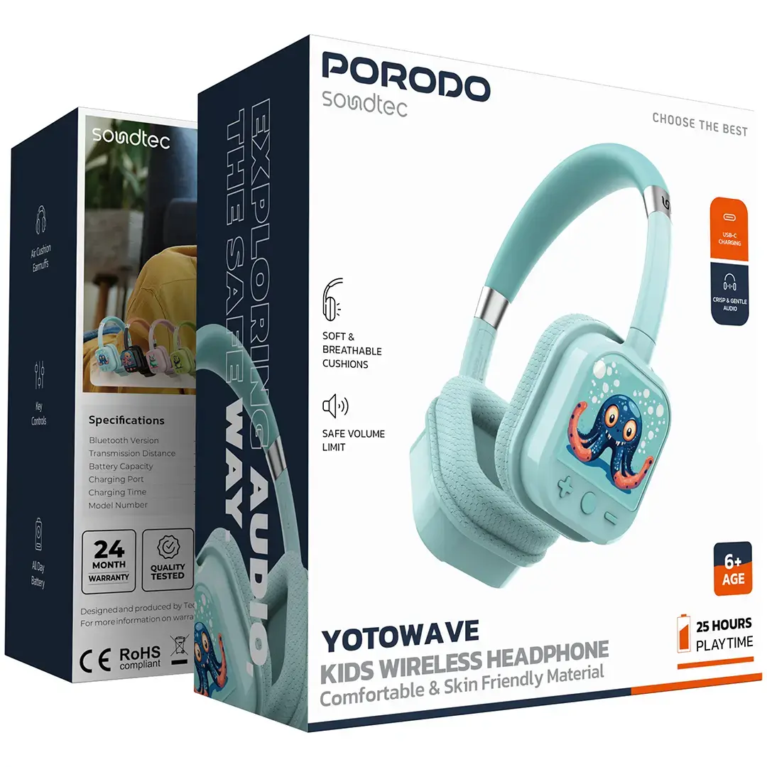 Porodo Soundtec Yotowave Kids Wireless Headphone - PDSTC303ORBK