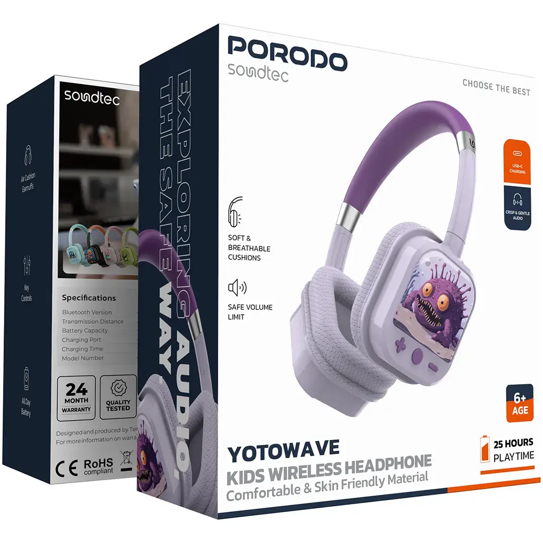 Porodo Soundtec Yotowave Kids Wireless Headphone - PDSTC303ORBK