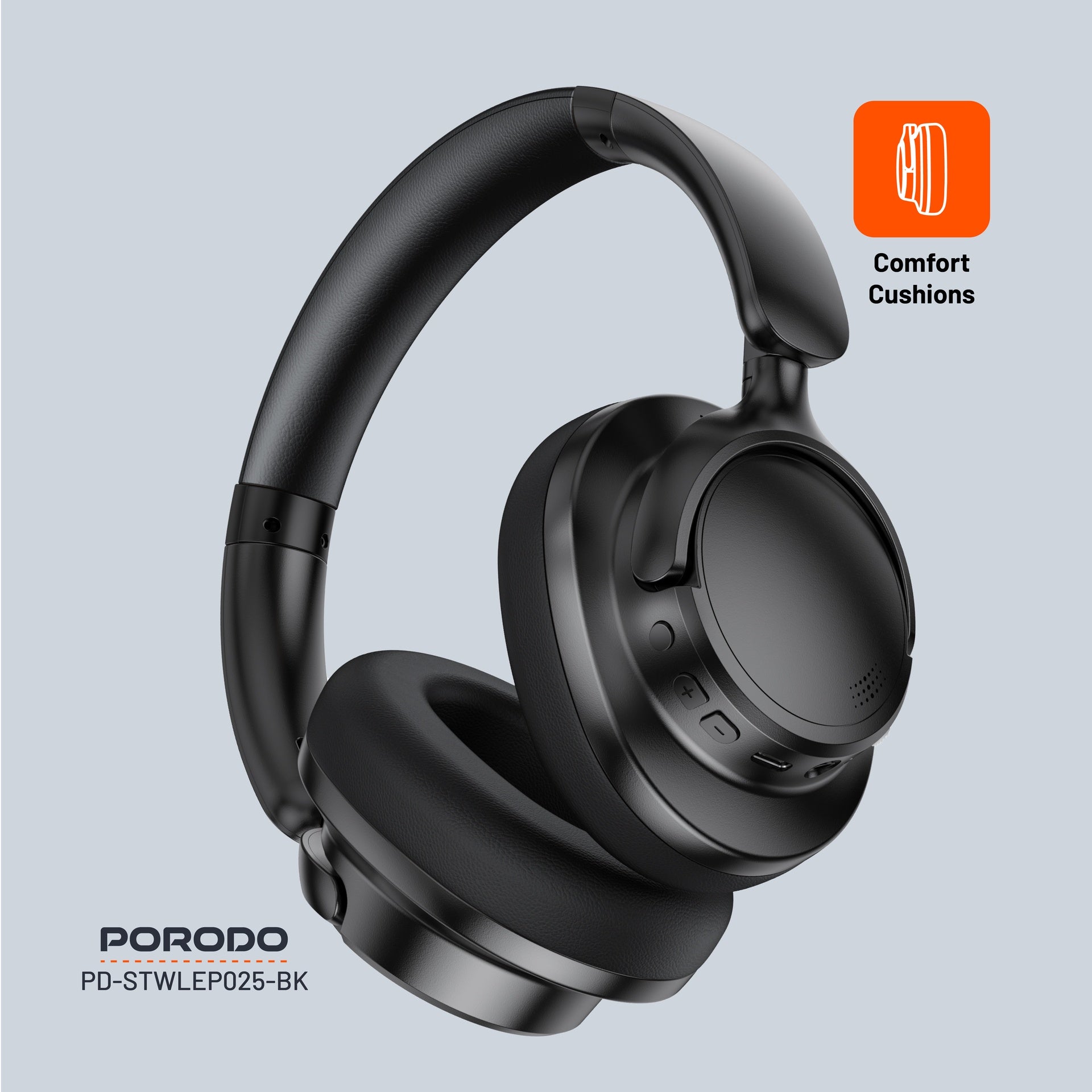 Porodo Soundtec Zen Active Noise-Cancellation Headphone - PD-STWLEP025-BK