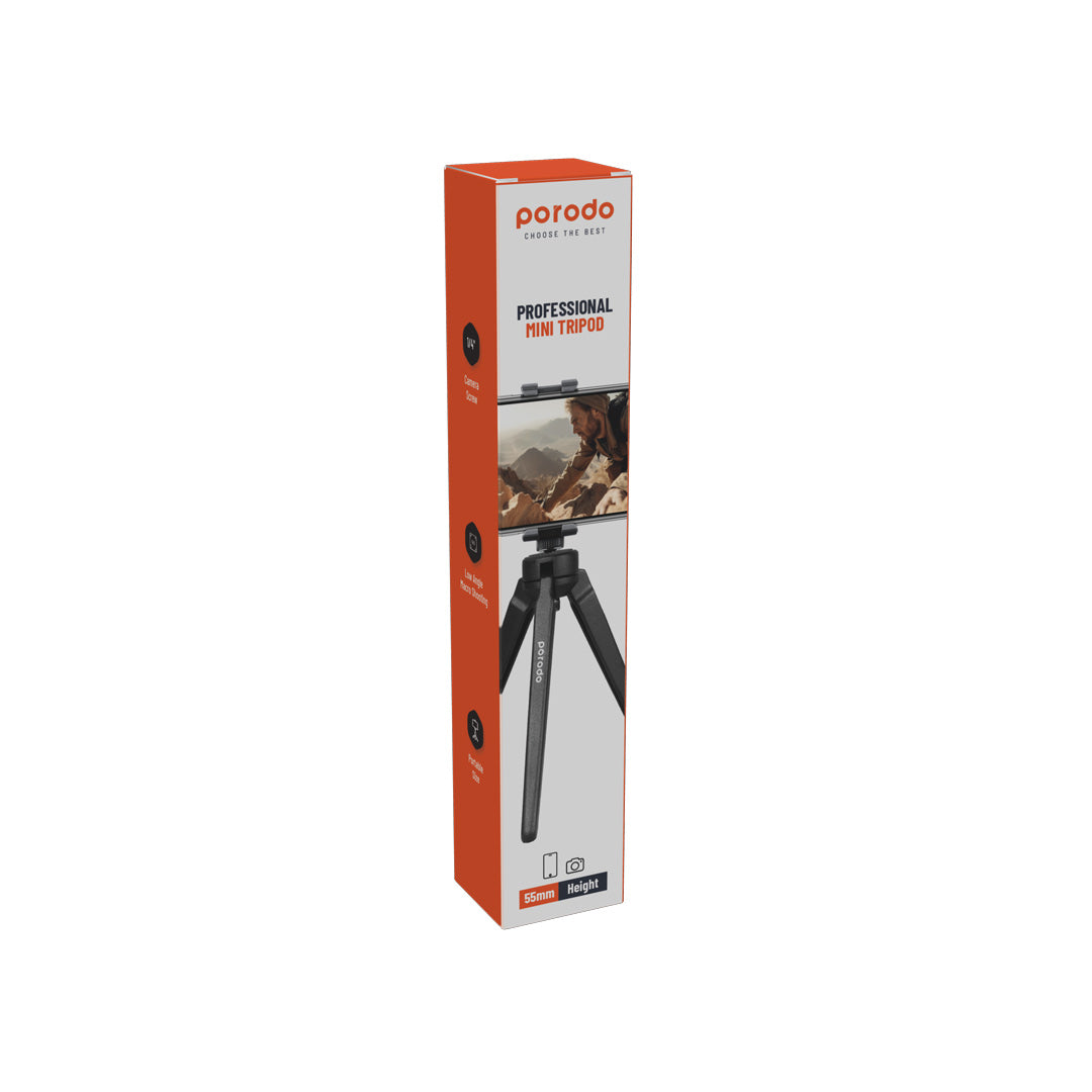 Porodo Professional Mini Tripod 55mm - PD-TRPT-BK