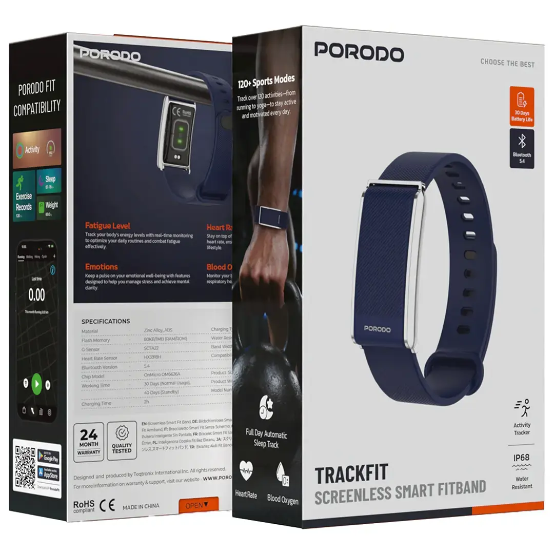 Porodo Trackfit Screenless Smart Fitband - PDSB1062BU