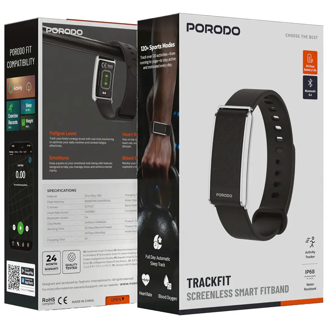 Porodo Trackfit Screenless Smart Fitband - PDSB1062BU