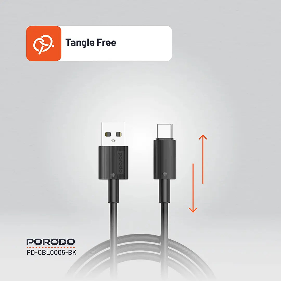 Porodo USB-A to USB-C Durable Charging Cable - PDCBL0005BK