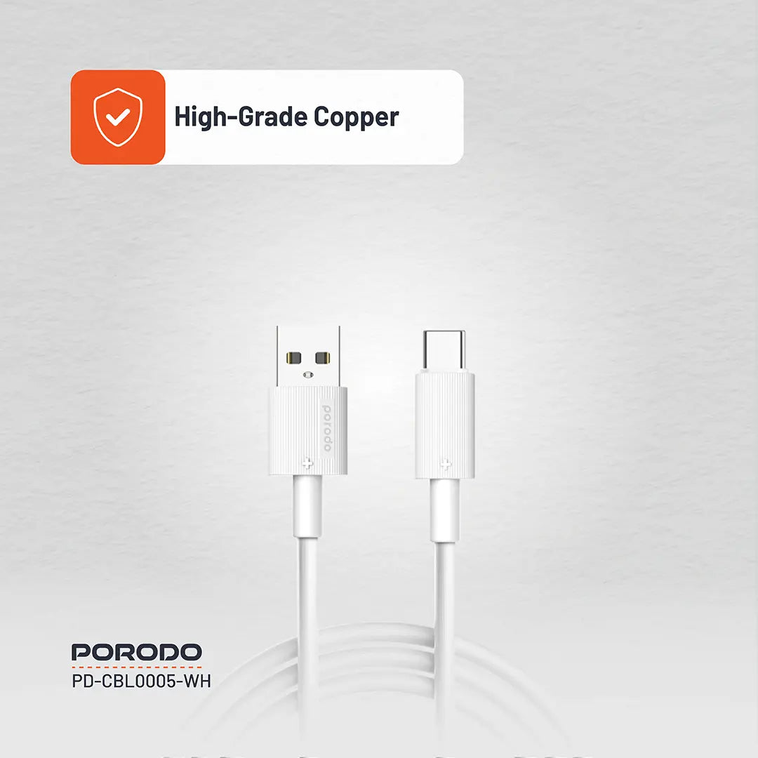 Porodo USB-A to USB-C Durable Charging Cable - PDCBL0005BK