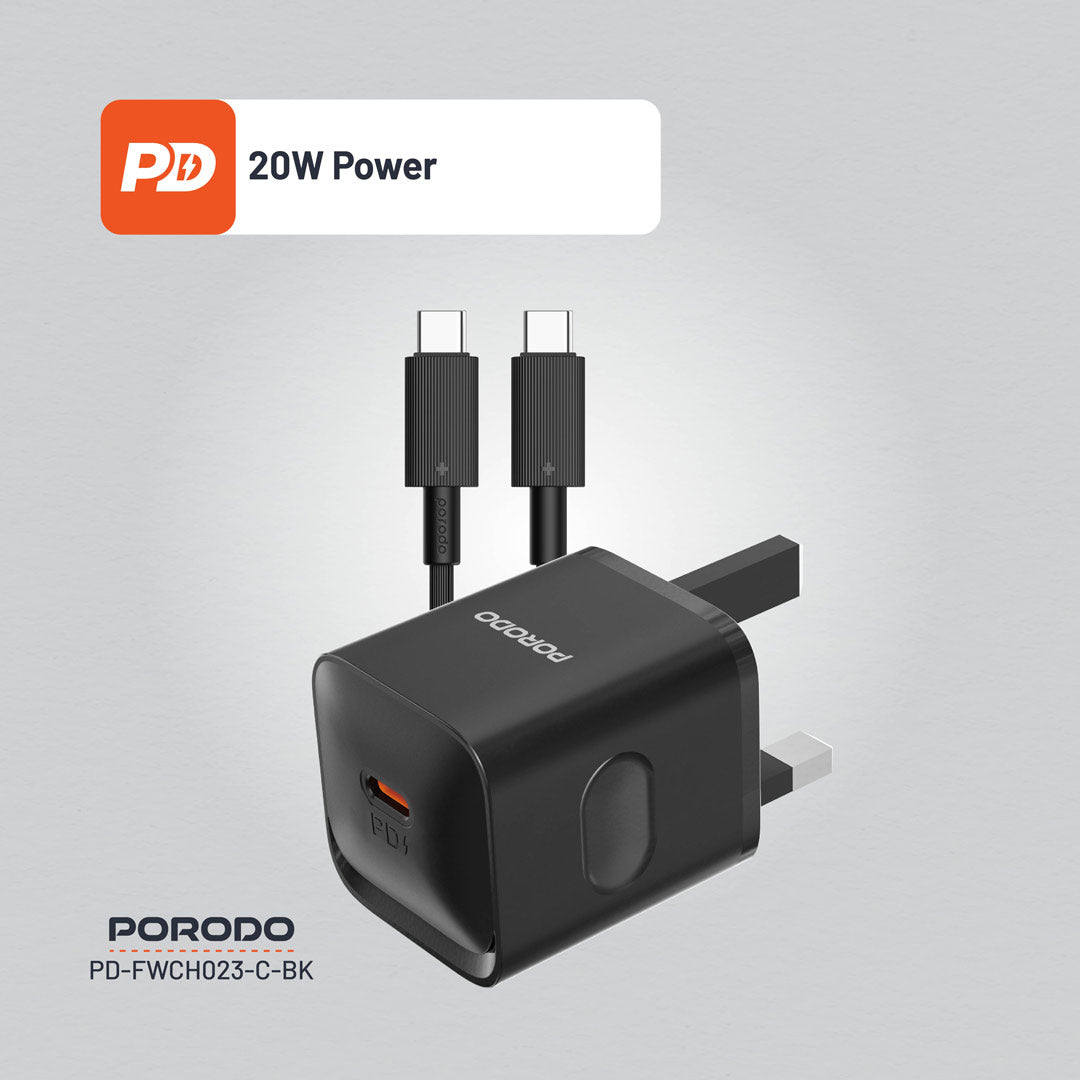 Porodo USB-C Power Delivery Wall Charger - PD-FWCH023-C-BK