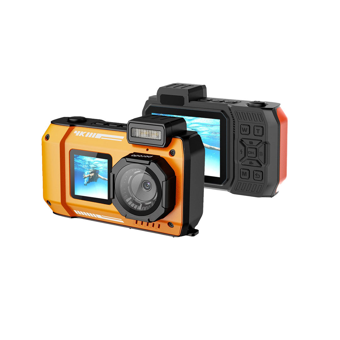 Porodo Waterproof Digital Camera Dual Screen & 18x Zoom - PD-CAMIP68-BK