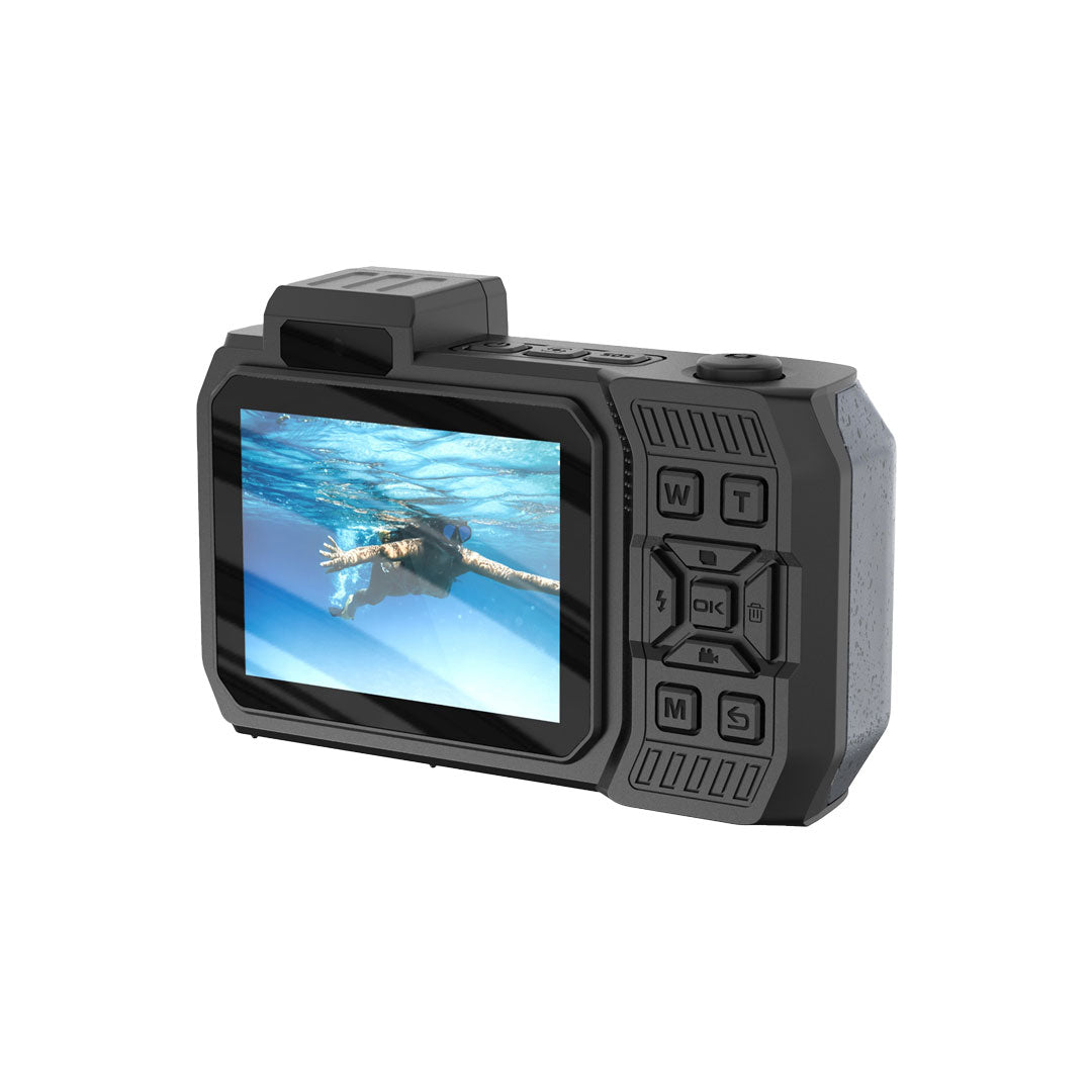 Porodo Waterproof Digital Camera Dual Screen & 18x Zoom - PD-CAMIP68-BK