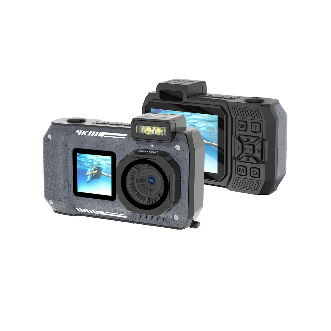 Porodo Waterproof Digital Camera Dual Screen & 18x Zoom - PD-CAMIP68-BK